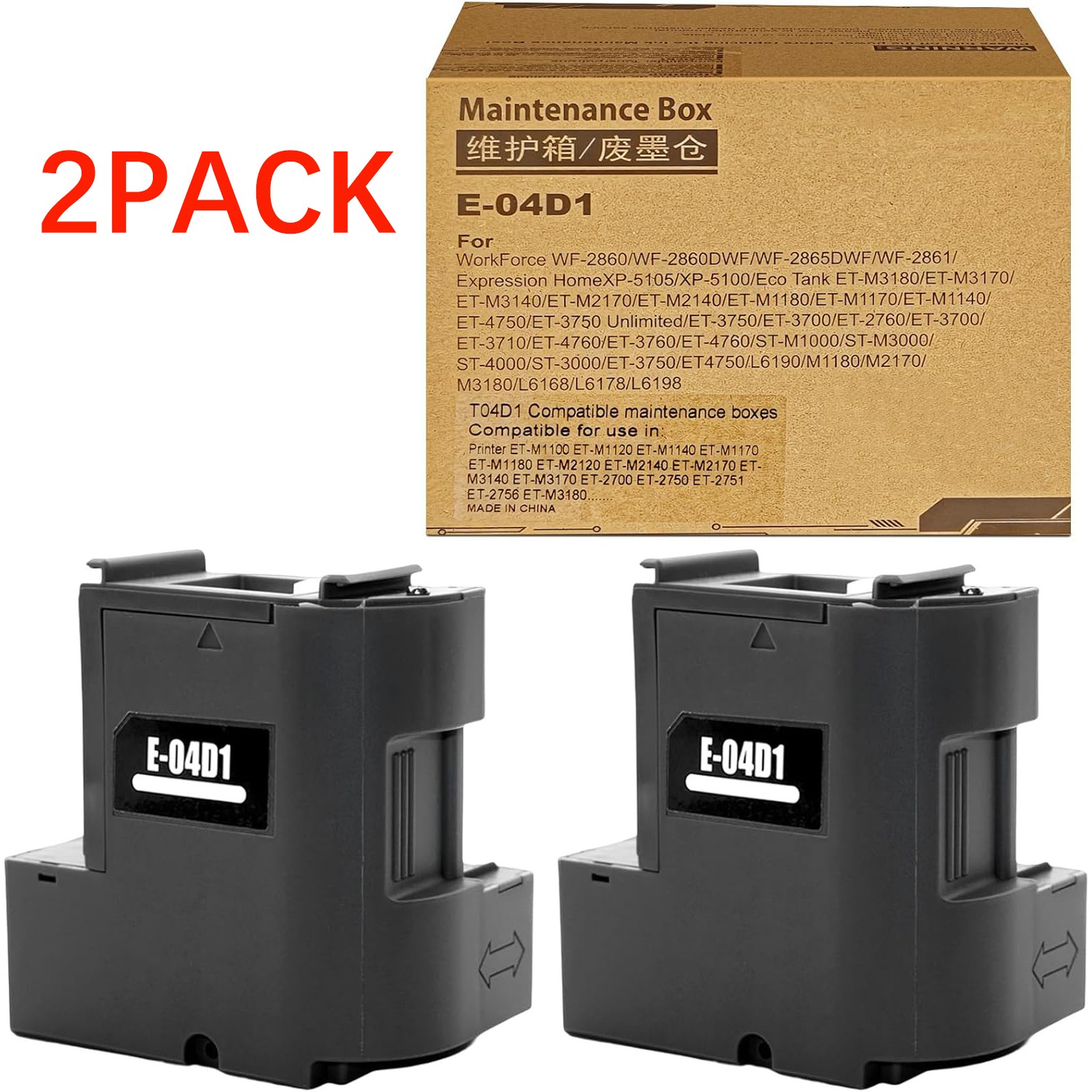 2x T04D1 Maintenance Box For Epson ET3850 ET4750 ET4850 ET-M3170 M1170