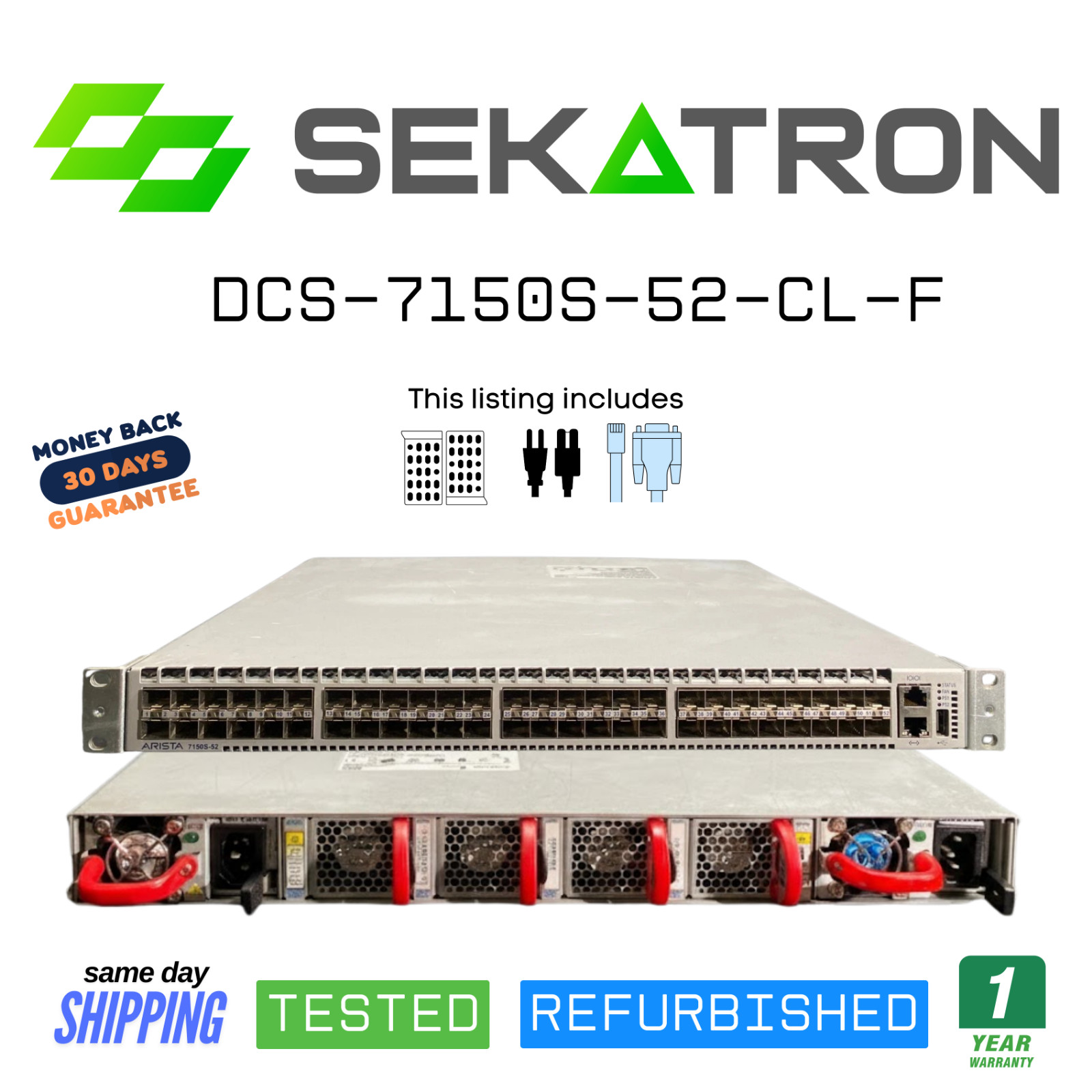 🔀 Arista DCS-7150S-52-CL-F • 52× 10G SFP+ • Front-to-Back Airflow • Dual PSU ⚡