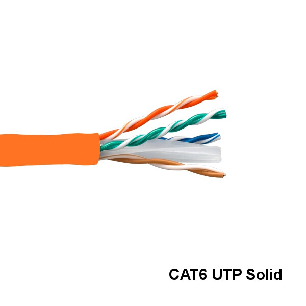KNTK Orange 1000ft Cat6 UTP Solid Ethernet Bulk Cable 23AWG 550MHz Network RJ45