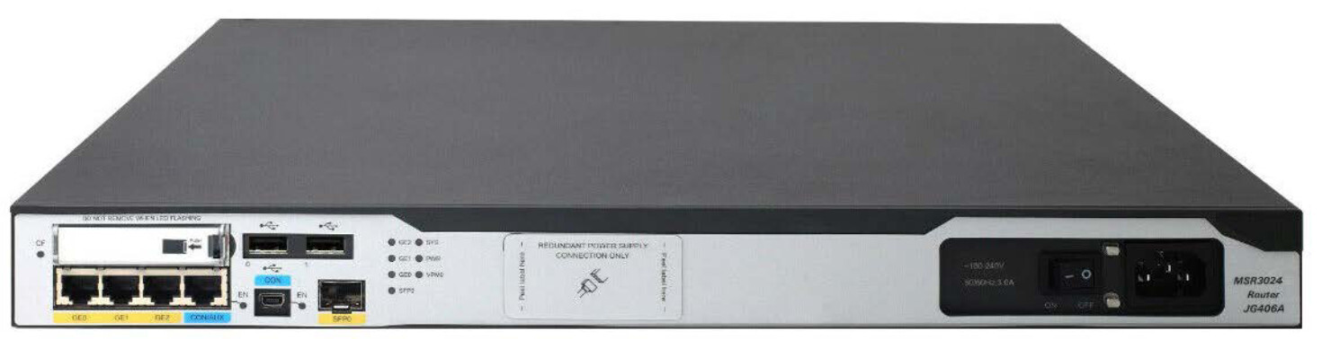 HPE MSR3024 AC Router + 2 Installed HPE FlexNet 8-port 1000BASE-X Switch Modules