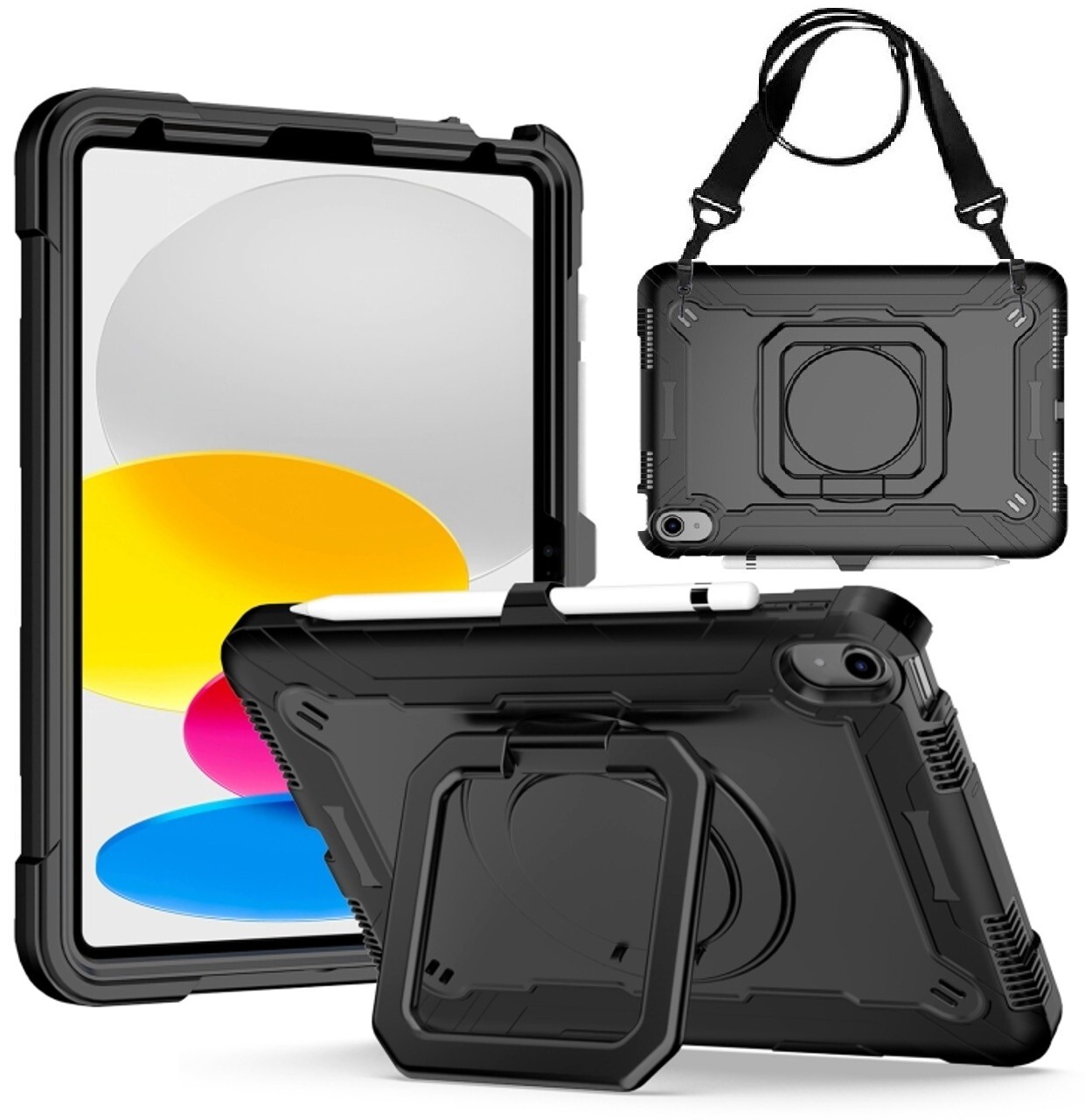 For iPad 11" 10.9" iPad Air Cover Shockproof Rugged Stand Case w/ Shoulder Strap