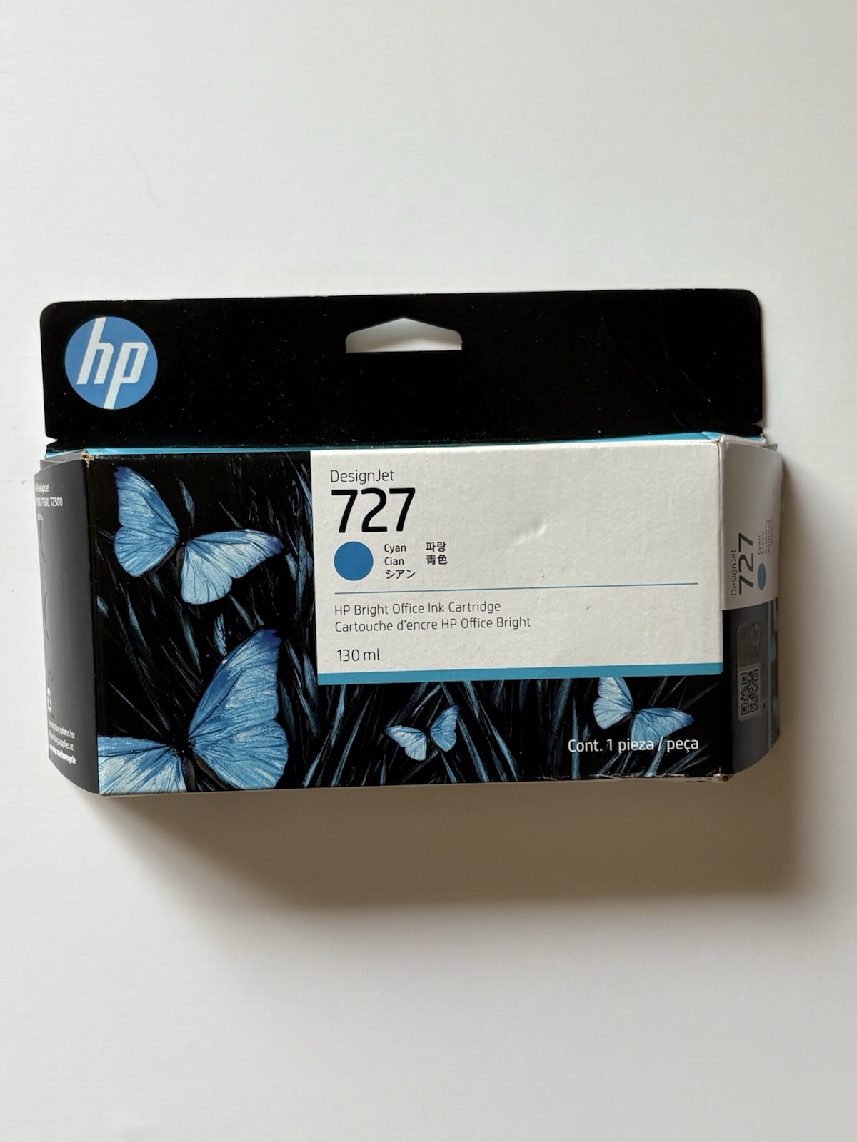 HP Design 727 130-ml Cyan Ink Cartridge B3P19A Sealed Box Exp. 2/28