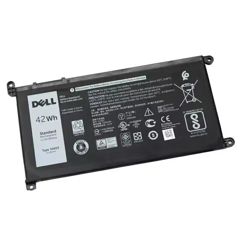 42WH Genuine Dell Chromebook 3100 3180 3189 5190 3181 Battery 51KD7 YWD3C FY8XM