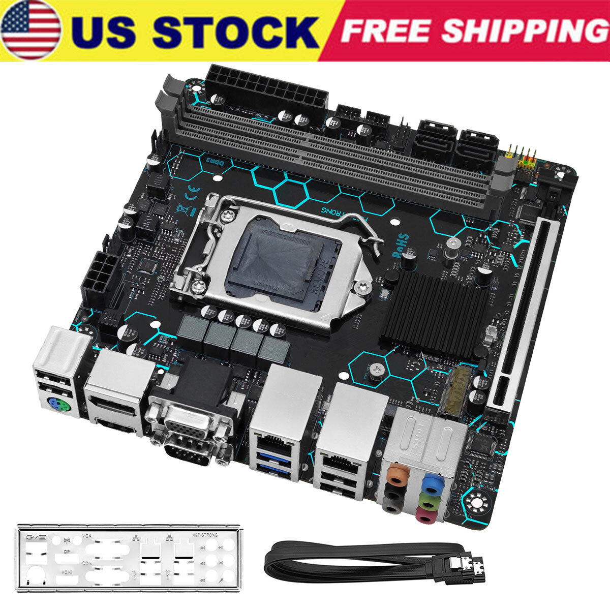 H97 STRONG Motherboard LGA 1150 Dual LAN NVME/WIFI M.2 DP HDMI VGA 2*DDR3 RAM