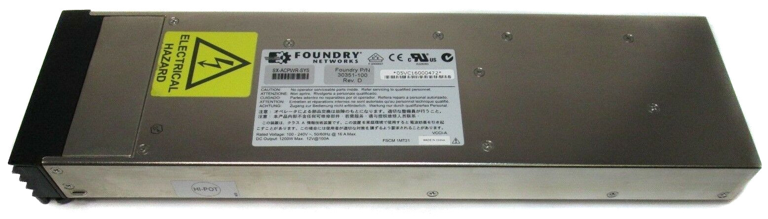 Brocade Foundry SX-ACPWR-SYS Power Supply QTY 30351-100 - TESTED