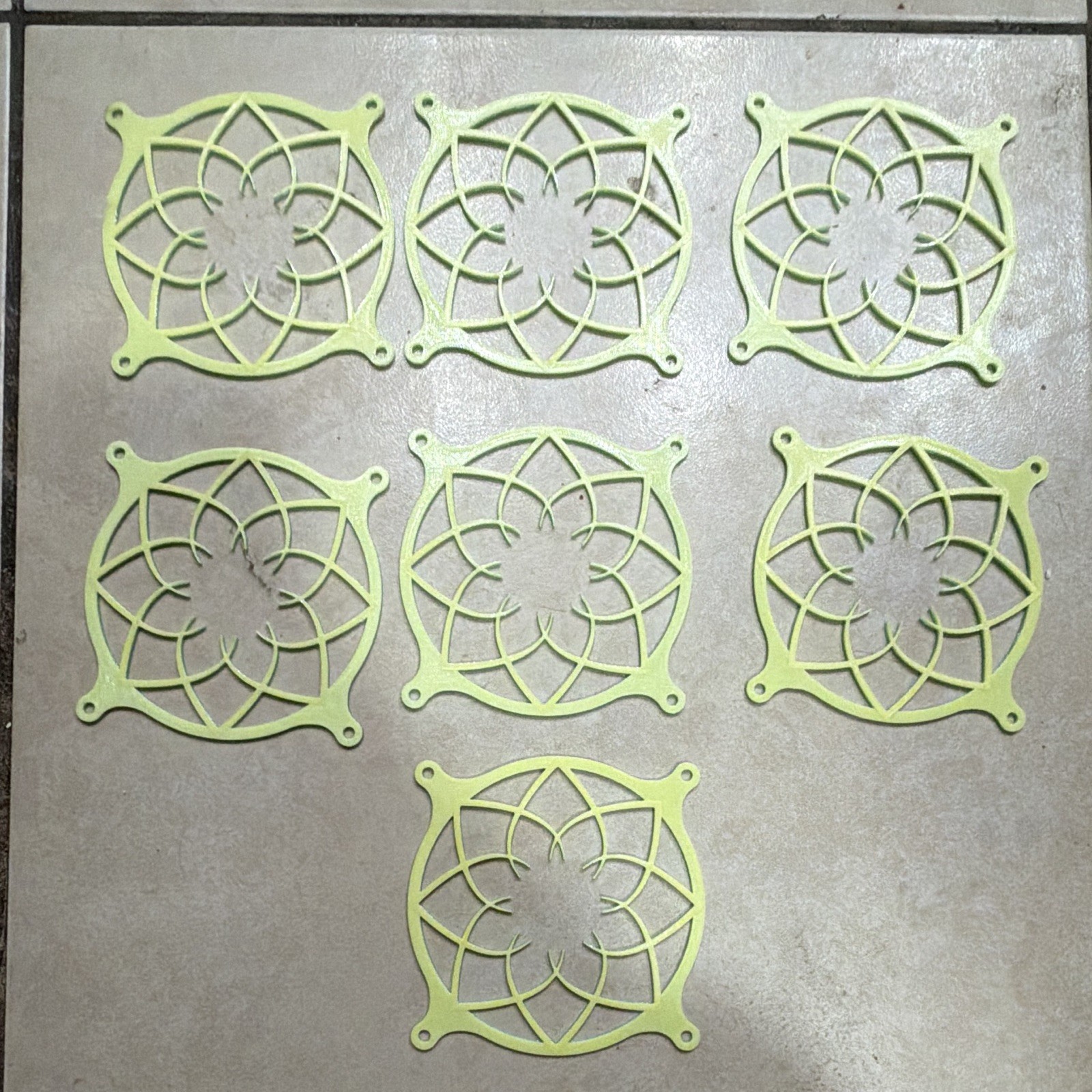 Yellow and turquoise Sakura 3d Print Pc Fan SHROUDS/COVERS120MM Fans set of 7