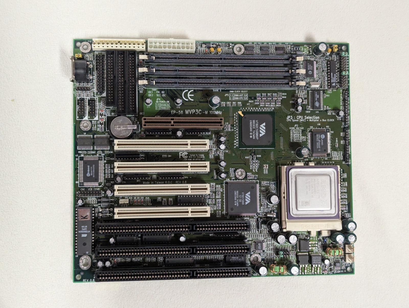 Vintage Epox ATX EP-58 MVP3C-M Motherboard AMD K6 Socket CPU ISA PCI 100MHz