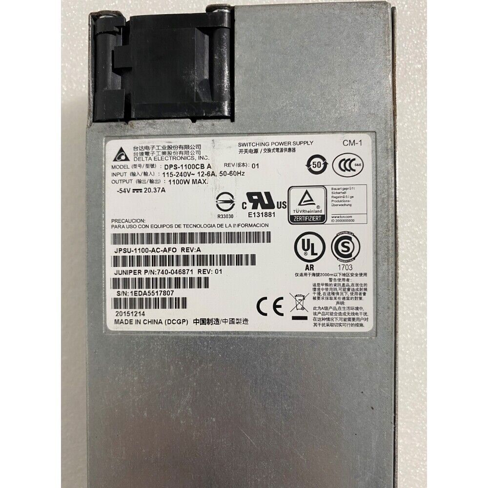 Juniper JPSU-1100-AC-AFO 740-046871 1100W Power Supply For EX4300 Switch Tested