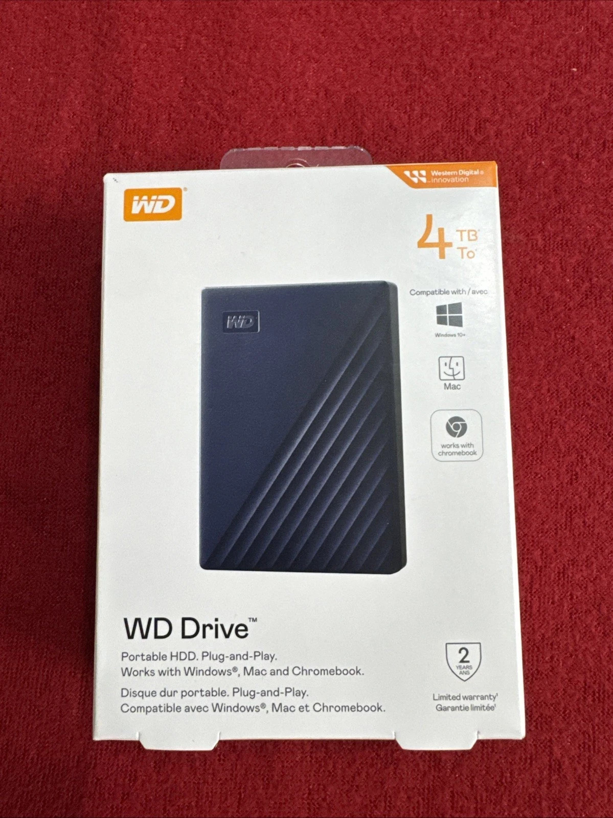WD Drive Portable 4 TB HDD External Hard Drive Windows + Mac + Chromebook