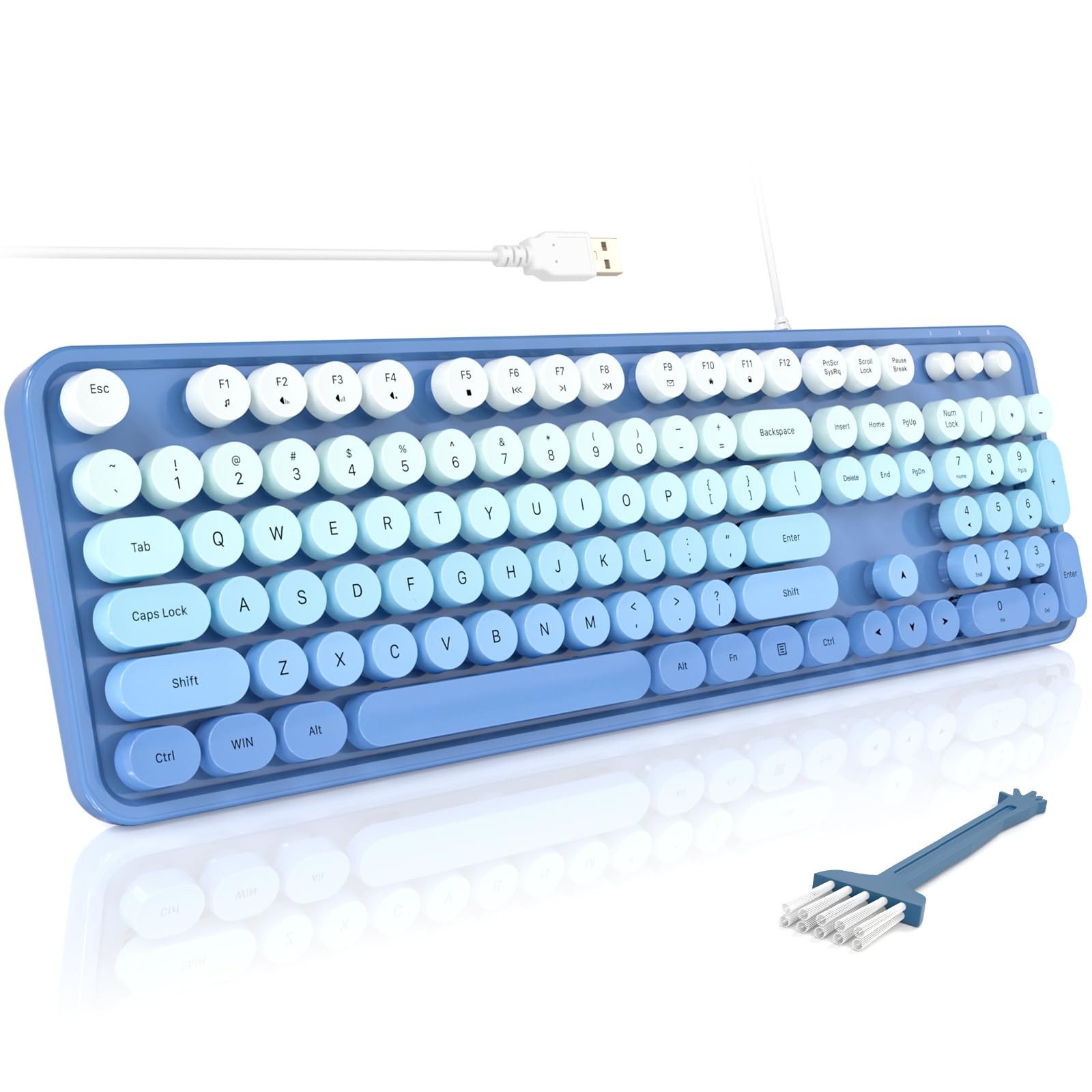 MOFII Computer Keyboards Wired, Plug Play USB Full Size Blue Gradient