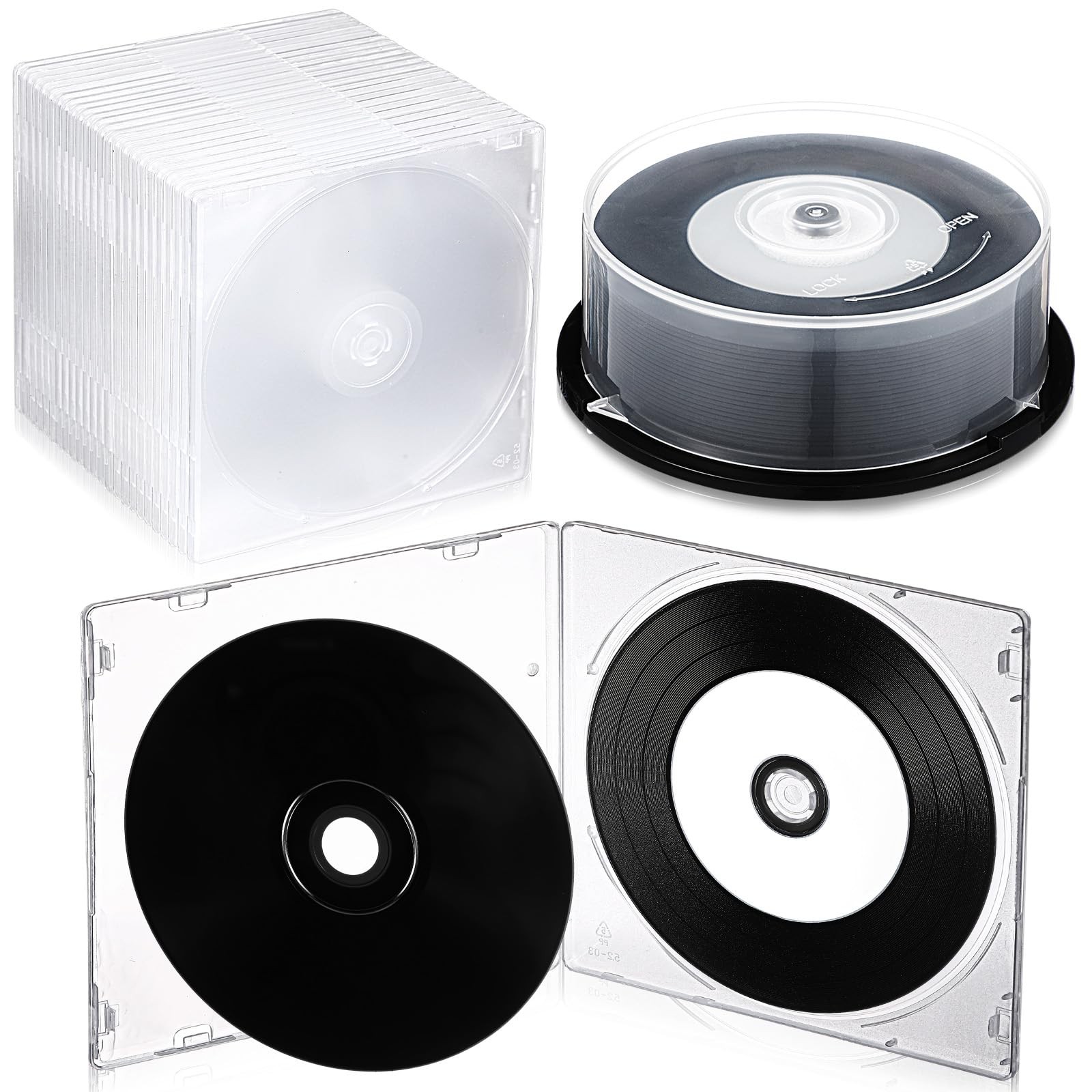 25 PCS Recordable Blank Media Discs 700MB 80 Min 52X Printable with Jewel Case