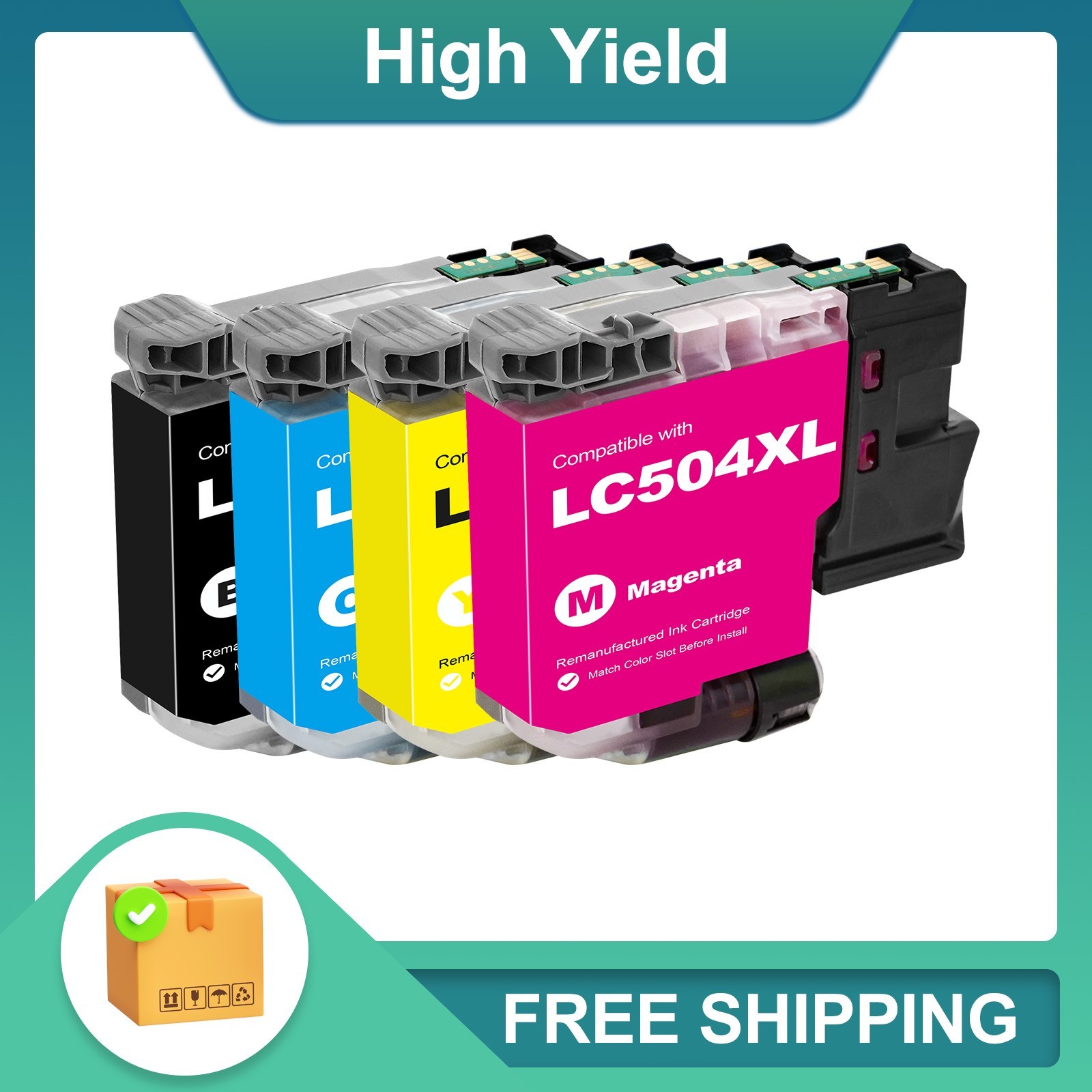 LC504XL LC504 Ink Cartridge 4 Pack Fits For MFC-J1355DW MFC-J1365DW MFC-J1367DW
