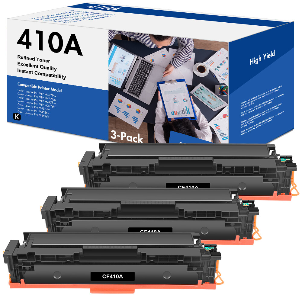 3Pack CF410A Black Toner Cartridge For HP 410A LaserJet Pro M452dw M452dn M452nw