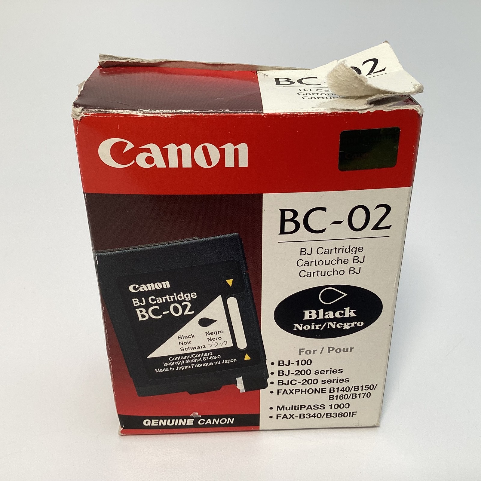 Canon BC-02 Black BJ Ink Cartridge Genuine OEM Sealed For BJ-200 BJC-200 - New