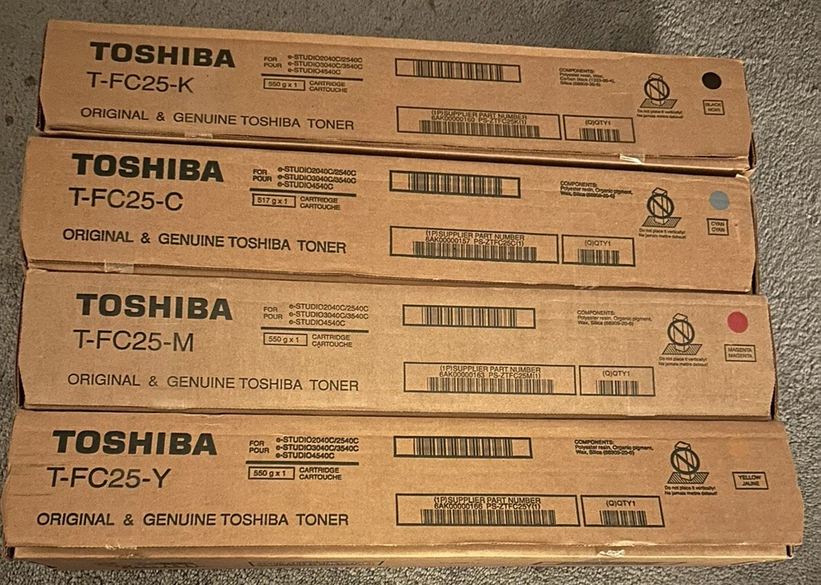 4 X Genuine Toshiba E-Studio 2040 2540 3040 3540 Toner T-FC25-K T-FC25-C T-FC25