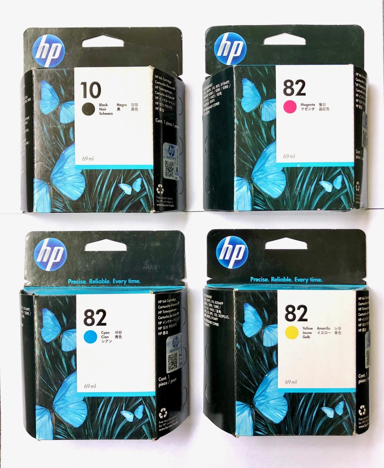4 x Genuine HP DesignJet 500 800 815 HP / Ink 10 + 82 BK/C/M/Y Cartridges
