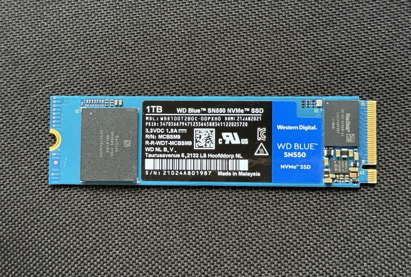 WD Blue 1TB SN550 M.2 2280 NVMe PCIe Gen3 x4 SSD WDS100T2B0C – 100% Health