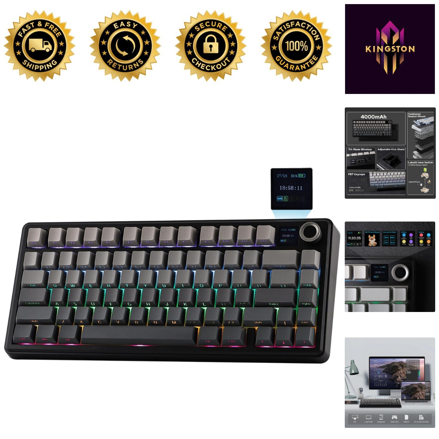Hot-Swappable X Aula F75 MAX Mechanical Keyboard: Wireless, RGB Backlit Elegance