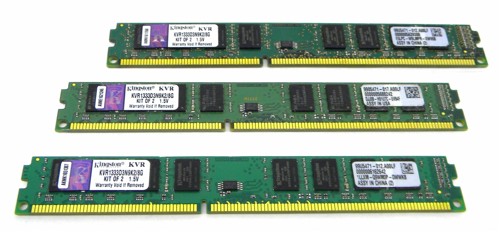 12 GB (3 x 4 GB) Kingston 1333 MHz DDR3 SDRAM DIMM Memory KVR1333D3N9K2/8G PC3