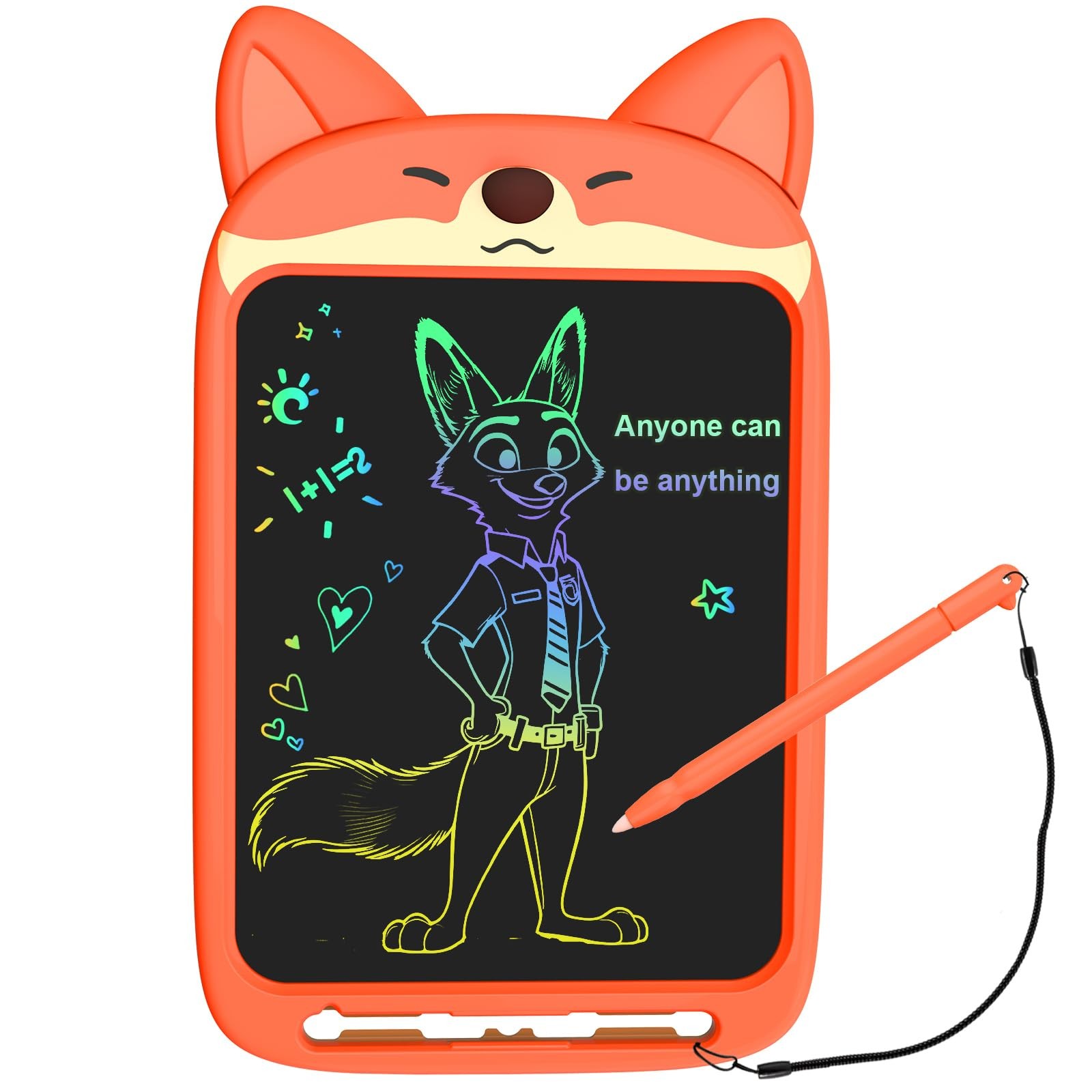 10 Inch LCD Writing Tablet for Kids - Orange Fox Drawing Pad Educational Toy