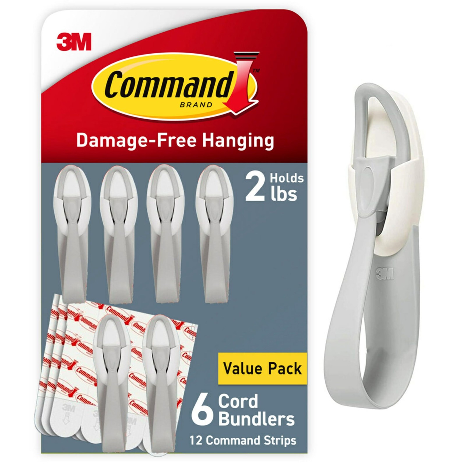 Command Cord Bundlers White Damage Free Cable Organizer Holds Up to 2 Pounds ...