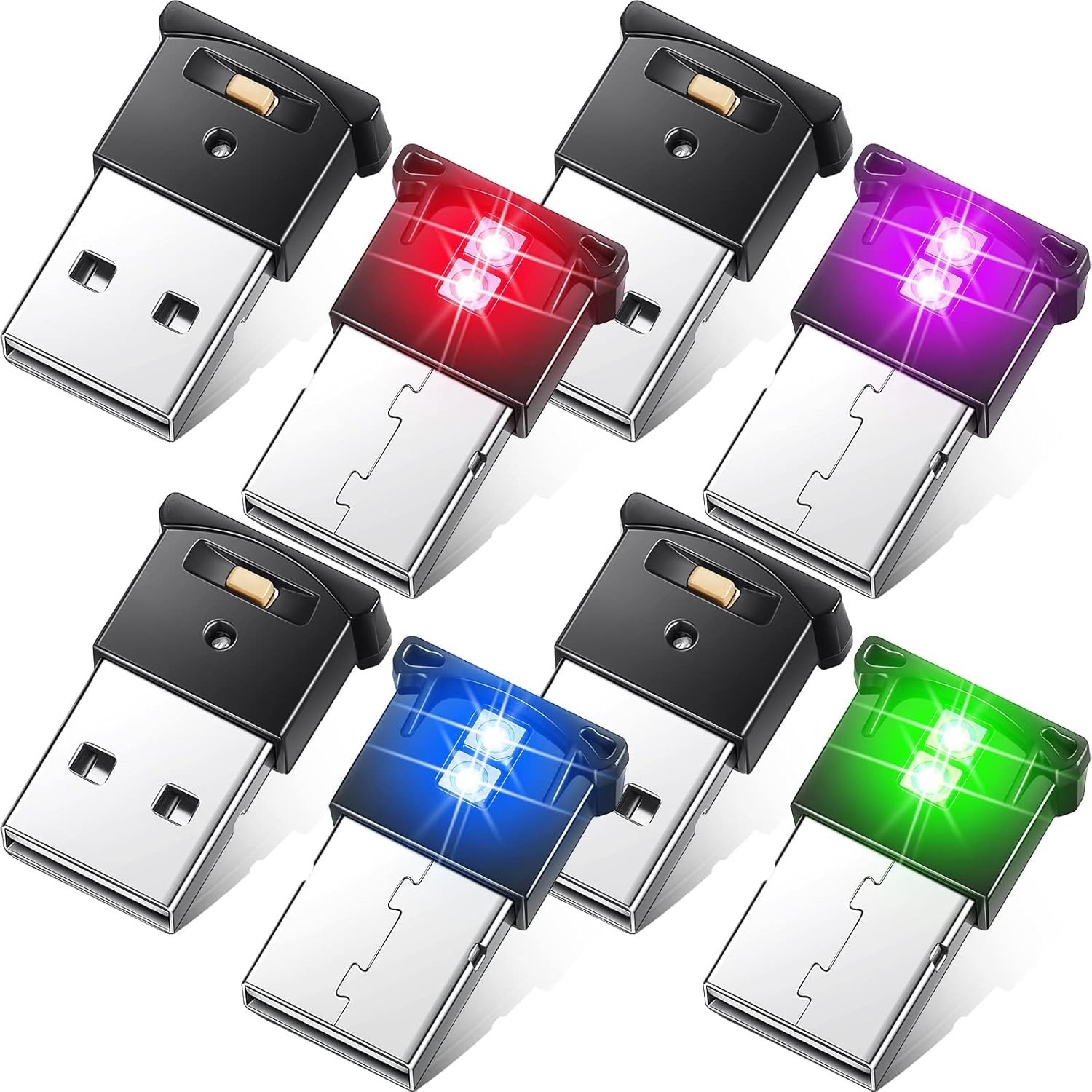 USB LED Light 2 Pieces, Mini Adjustable Brightness 8 Colors Night Lamp