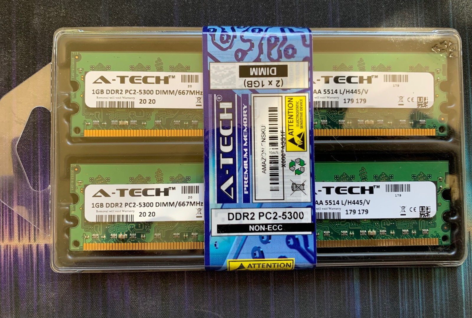 NEW A-TECH 2GB (2X1GB) DDR2 PC2-5300 NON-ECC DIMM