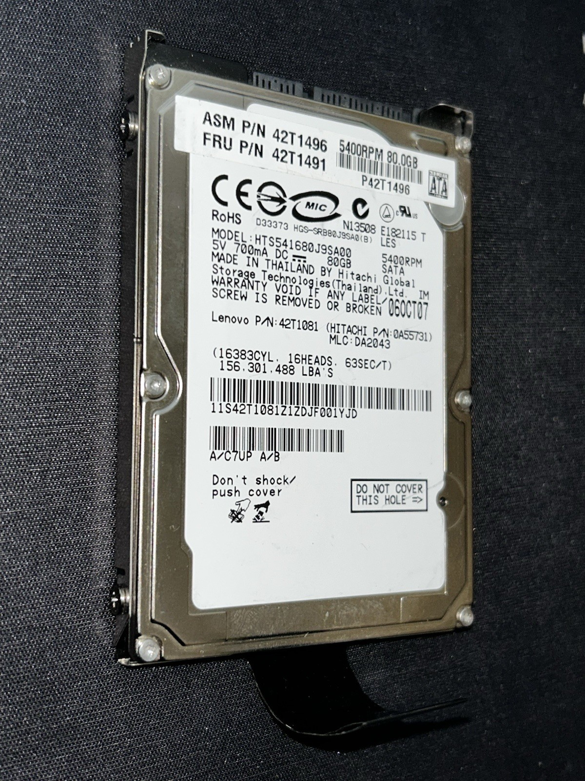 80GB 5400RPM SATA 2.5" Hard Drive for IBM ThinkPad T41 (and others) with Caddy