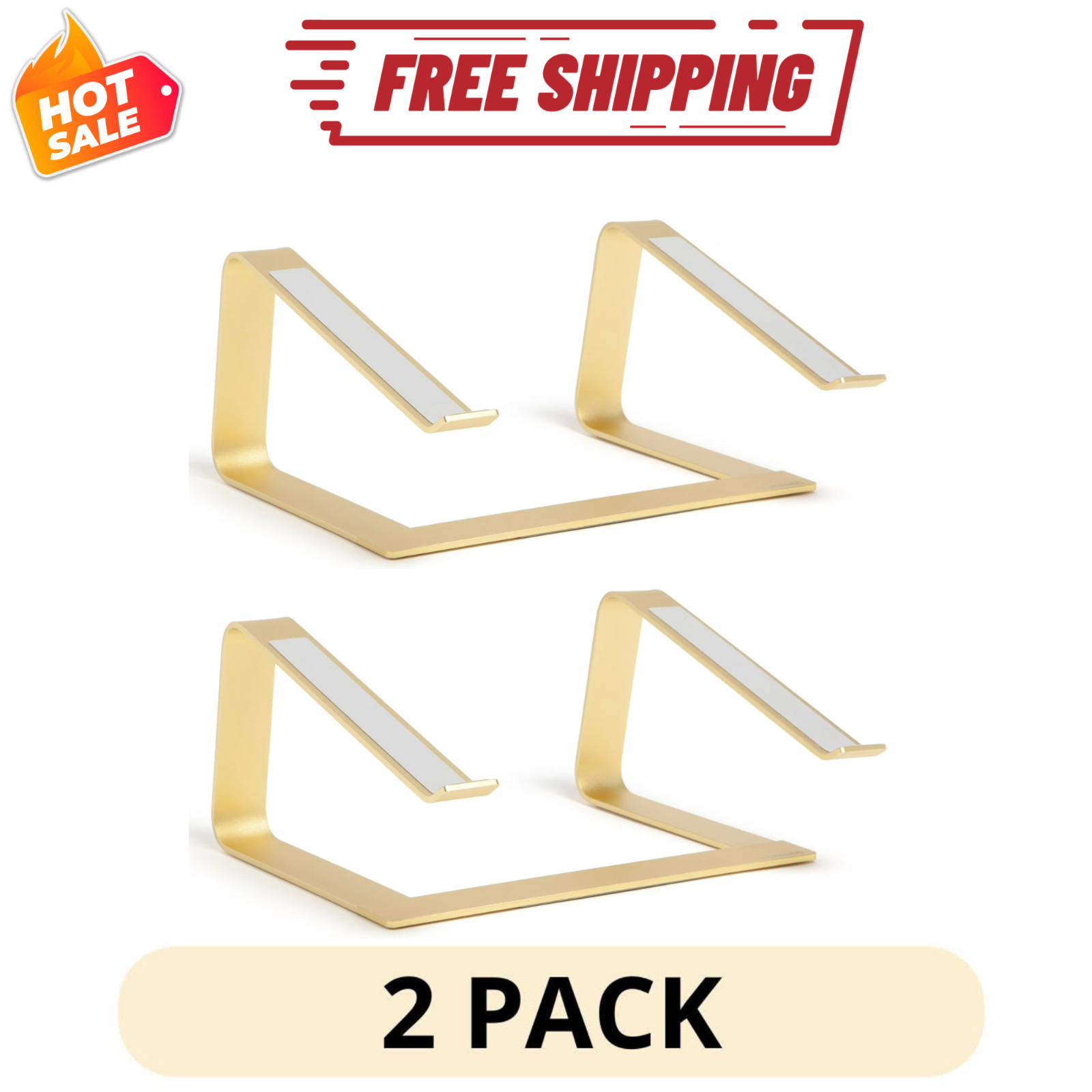 2Pack U Brands Adjustable Laptop Riser Stand Gold Metal 11.6 x 10 x 5.5 in