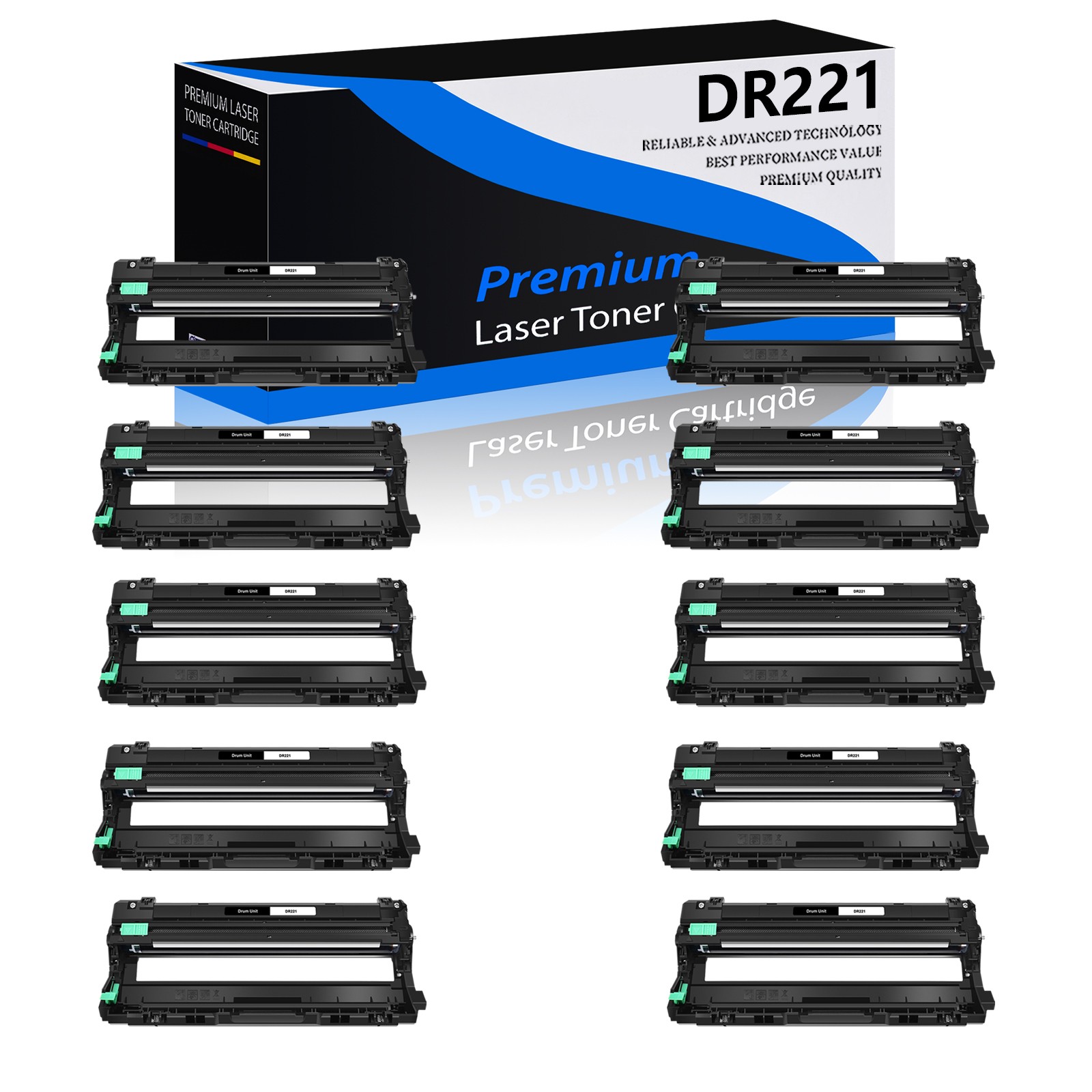 10 Pack DR221BK DR221 Drum Unit for Brother DCP-9020CDN HL-3150CDN MFC-9130CW