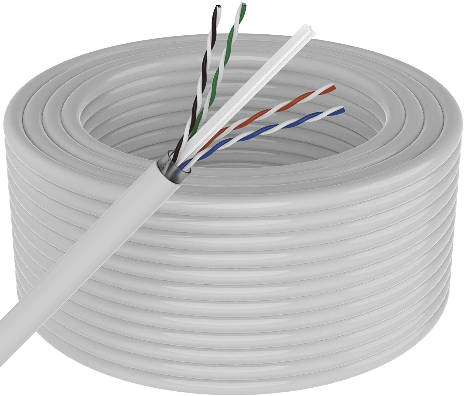 Patron 500' Cat6 Ethernet White Bulk Network Cable 23AWG 600Mhz UL Bare Solid