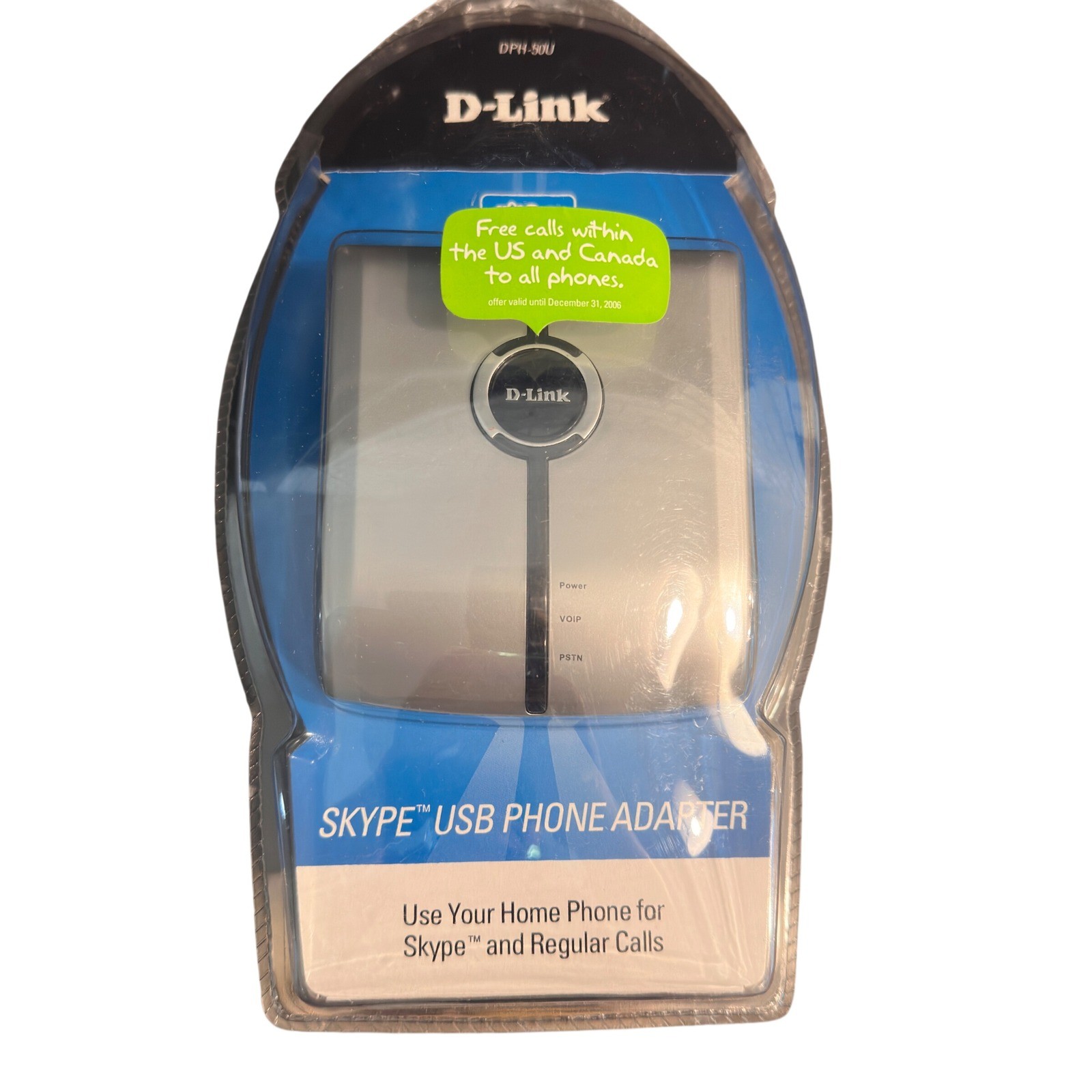 D-Link DPH-50U Skype USB Phone Adapter Vintage 2006 Silver Black New Sealed