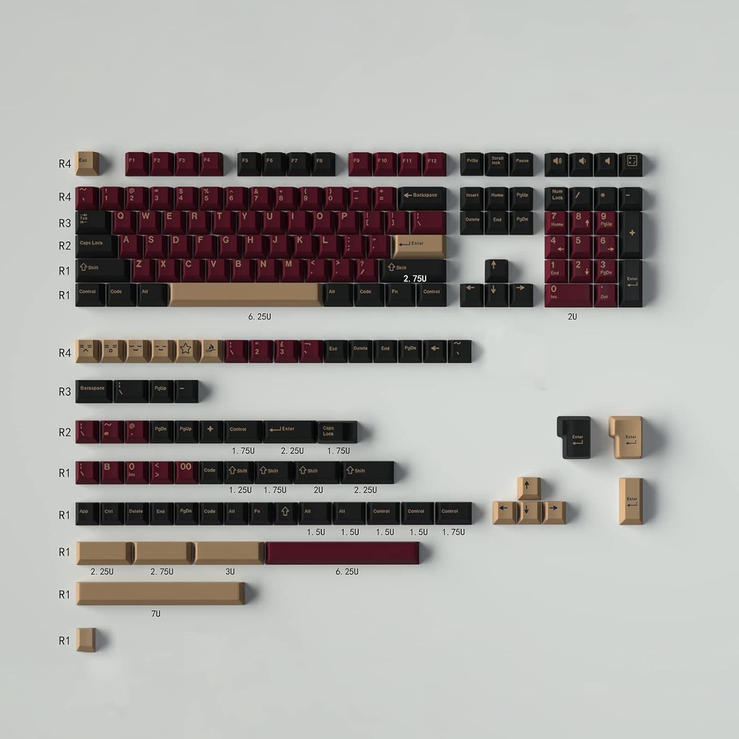 173 Keys Double Shot Keycaps Cherry Profile Red Samurai 