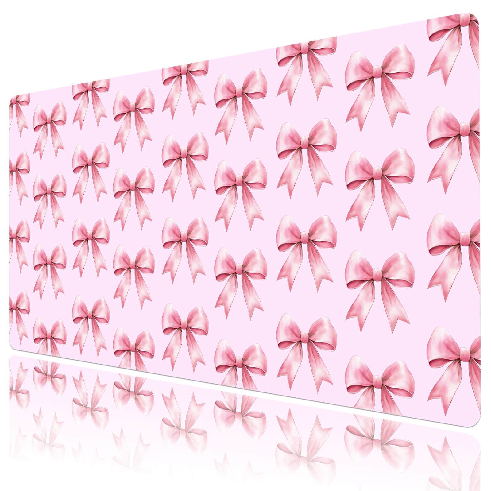 Aesthetic Pastel Bow Cute Pink Desk Pad for Keyboard Desk Mat 31.5x15.7 inch