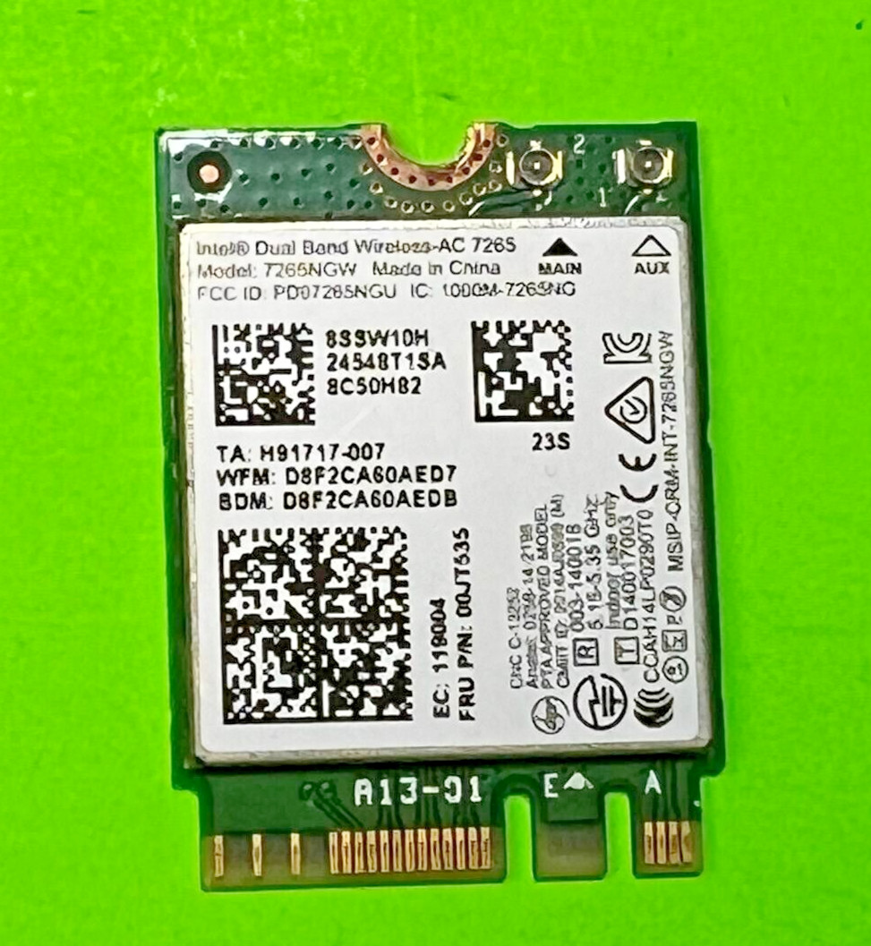 00JT535 Lenovo OEM 8SSW10H Intel Dual Band Wireless-AC 7265 7265NGW BT HH