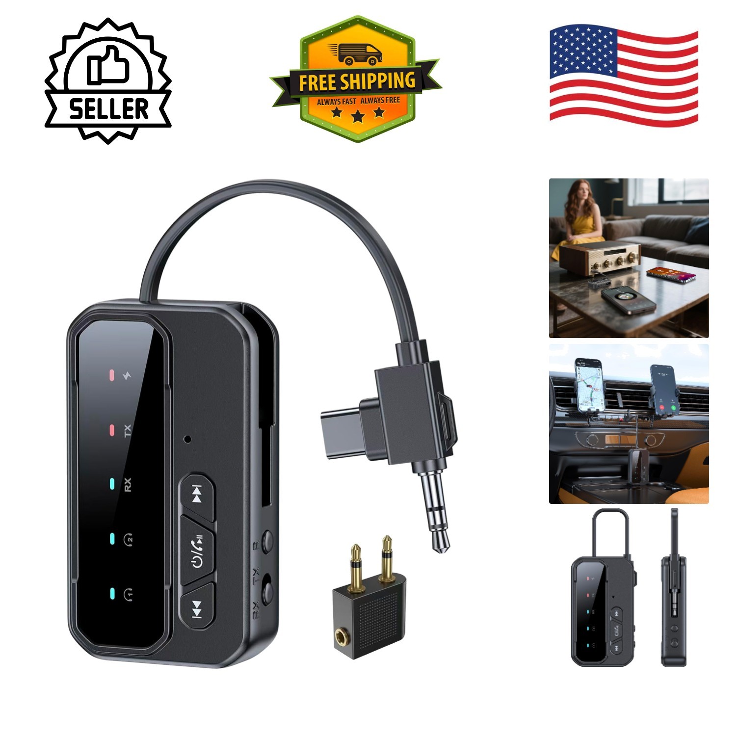 2-in-1 Bluetooth Transmitter & Receiver: Universal Streaming for Home & Travel
