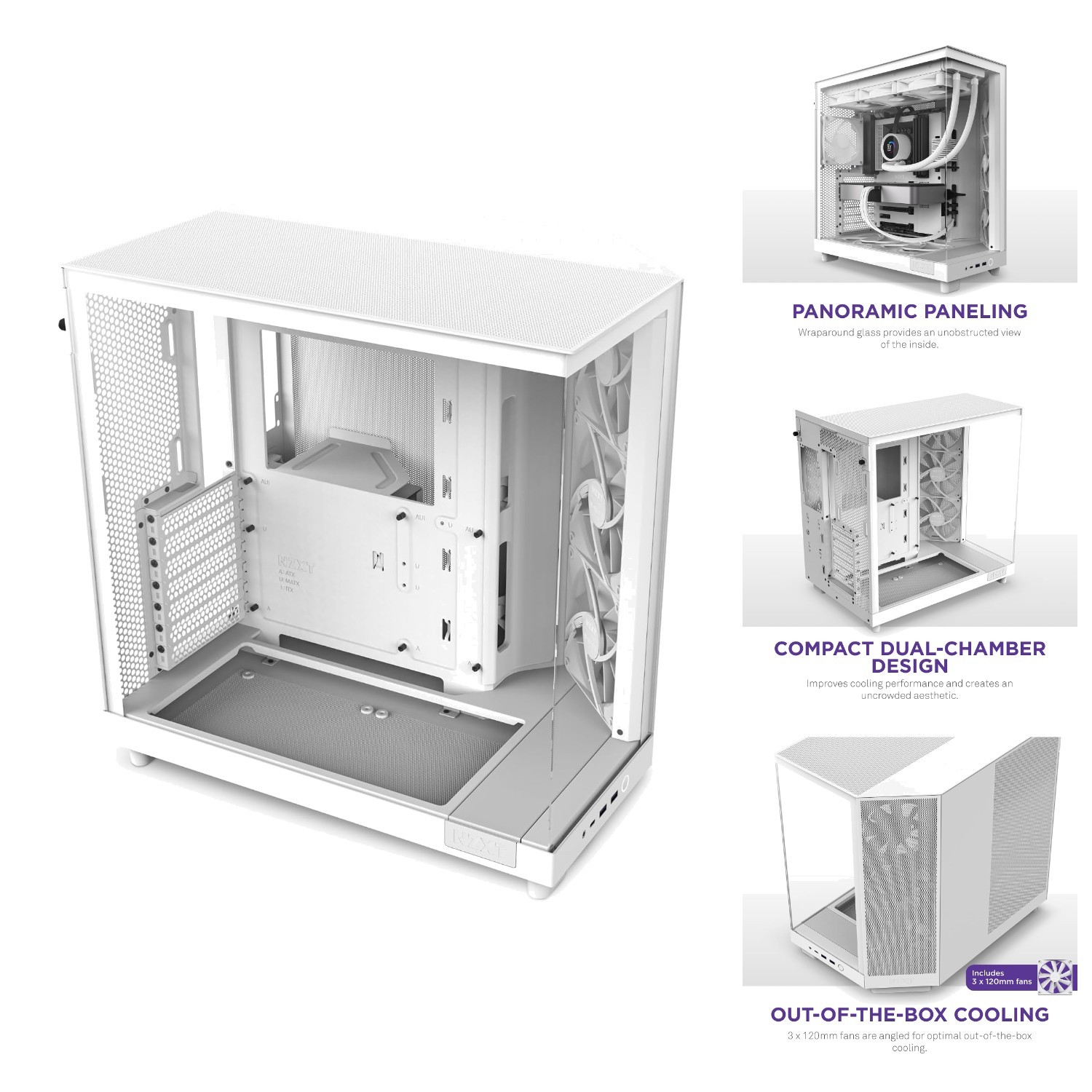 Innovative H6 Flow Mid-Tower Case: Dual-Chamber, 3 Fans, Great Cooling Solutions