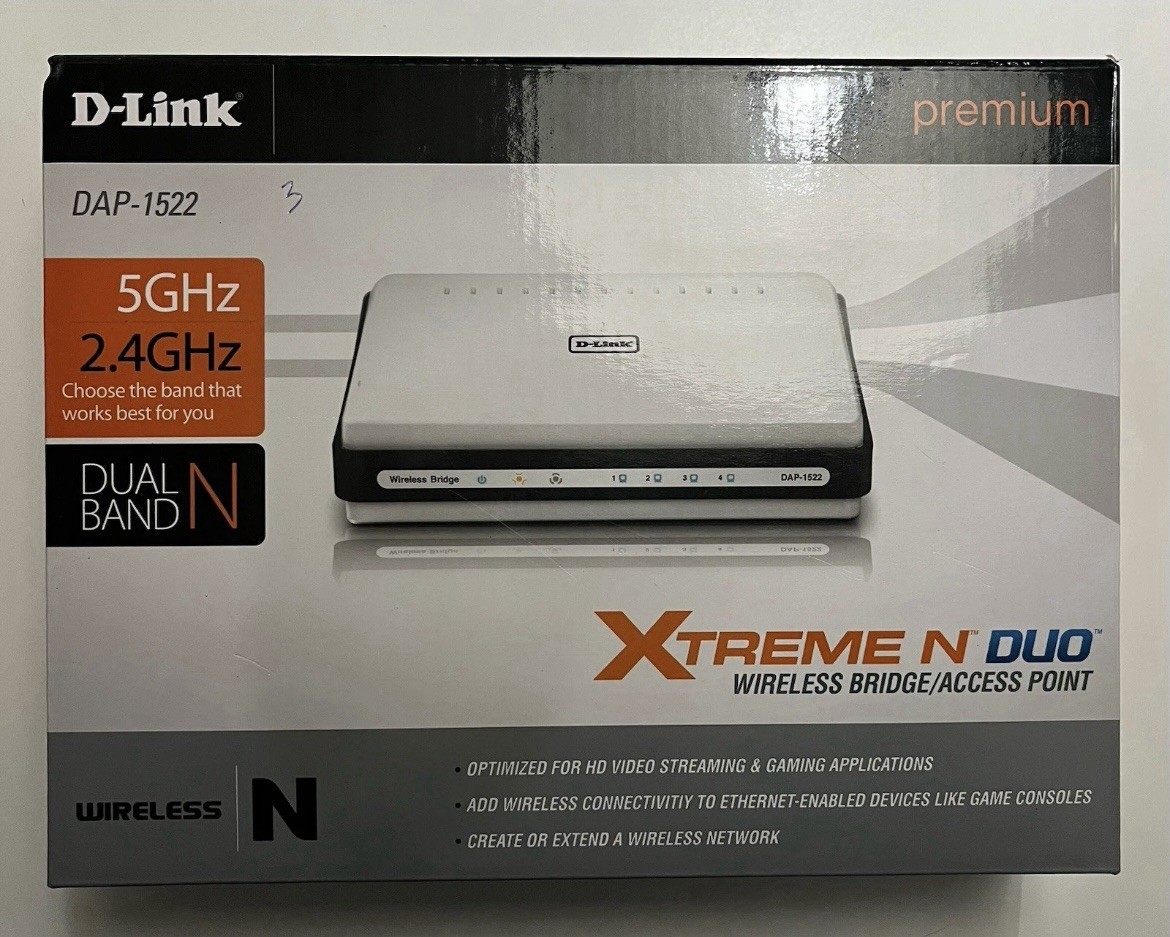 D-link Dap-1522 XTREME N DUO Wireless Access Point Bridge Dual Band 2.4GHz 5GHz