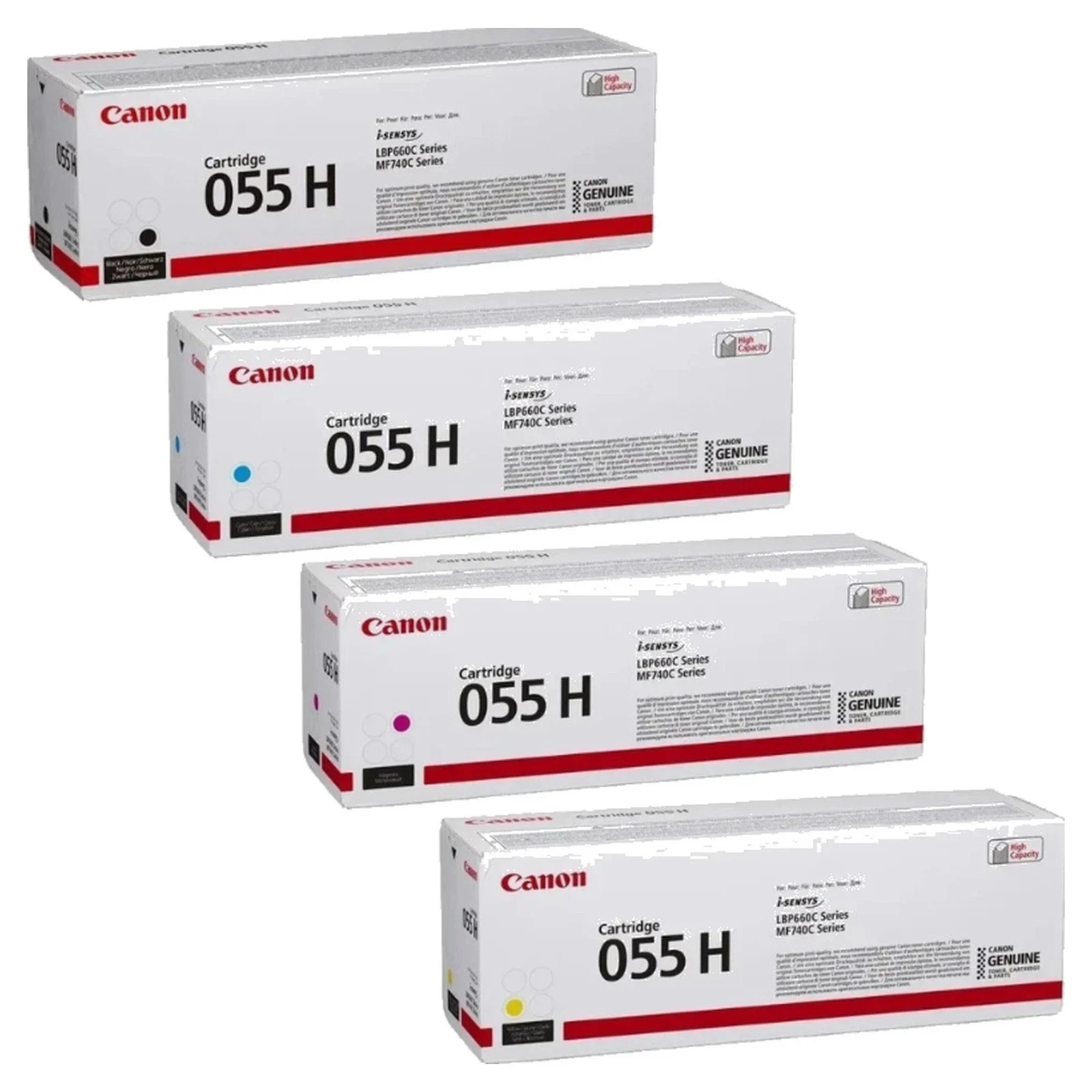 Canon 055H Genuine OEM Toner 4-Pack High Yield Black Cyan Magenta Yellow