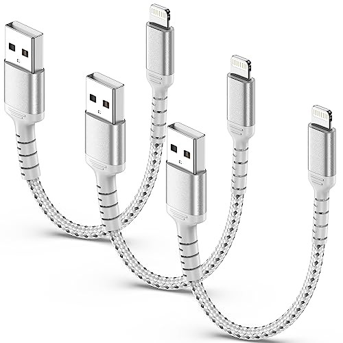 6 Inch iPhone Charging Cable, 3 Pack Braided Short iPhone Charger Cord [MFi