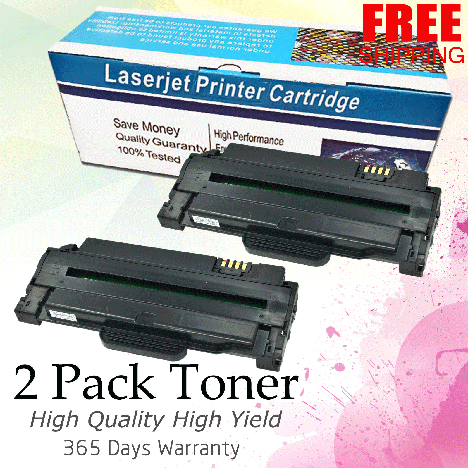 2 PK MLT-D105L Toner Cartridge For Samsung 105 SCX-4623F 4623FN 4623FW SF-650P