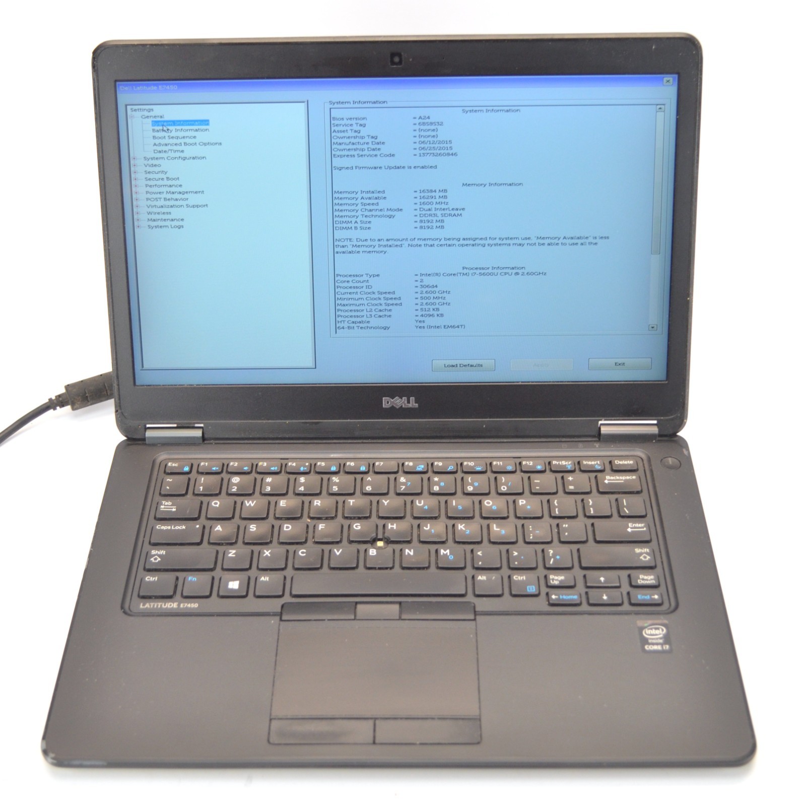 Dell Latitude e7450 14" Laptop Intel i5 16GB No HDD No Battery No Charger