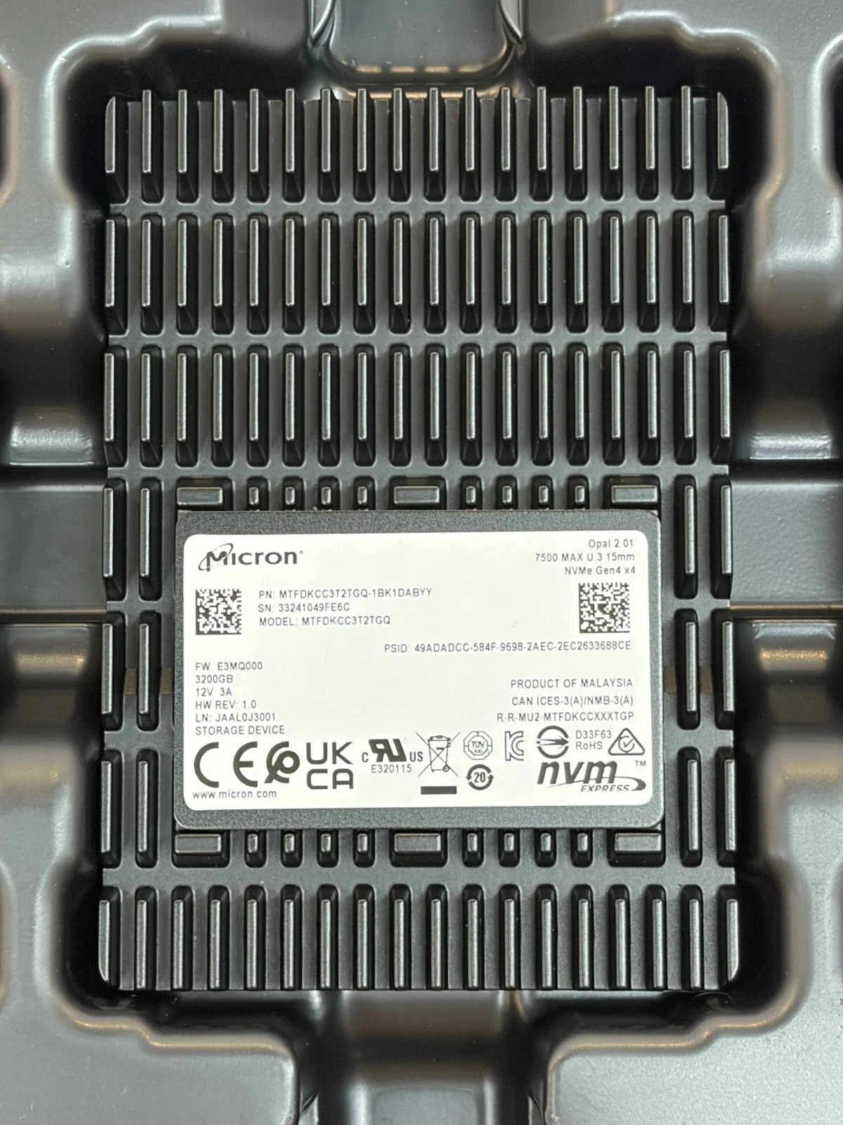New Micron 7500 MAX 3.2TB U.3 NVMe SSD PCIe Gen4.0 x4 MTFDKCC3T2TGQ-1BK1DABYY
