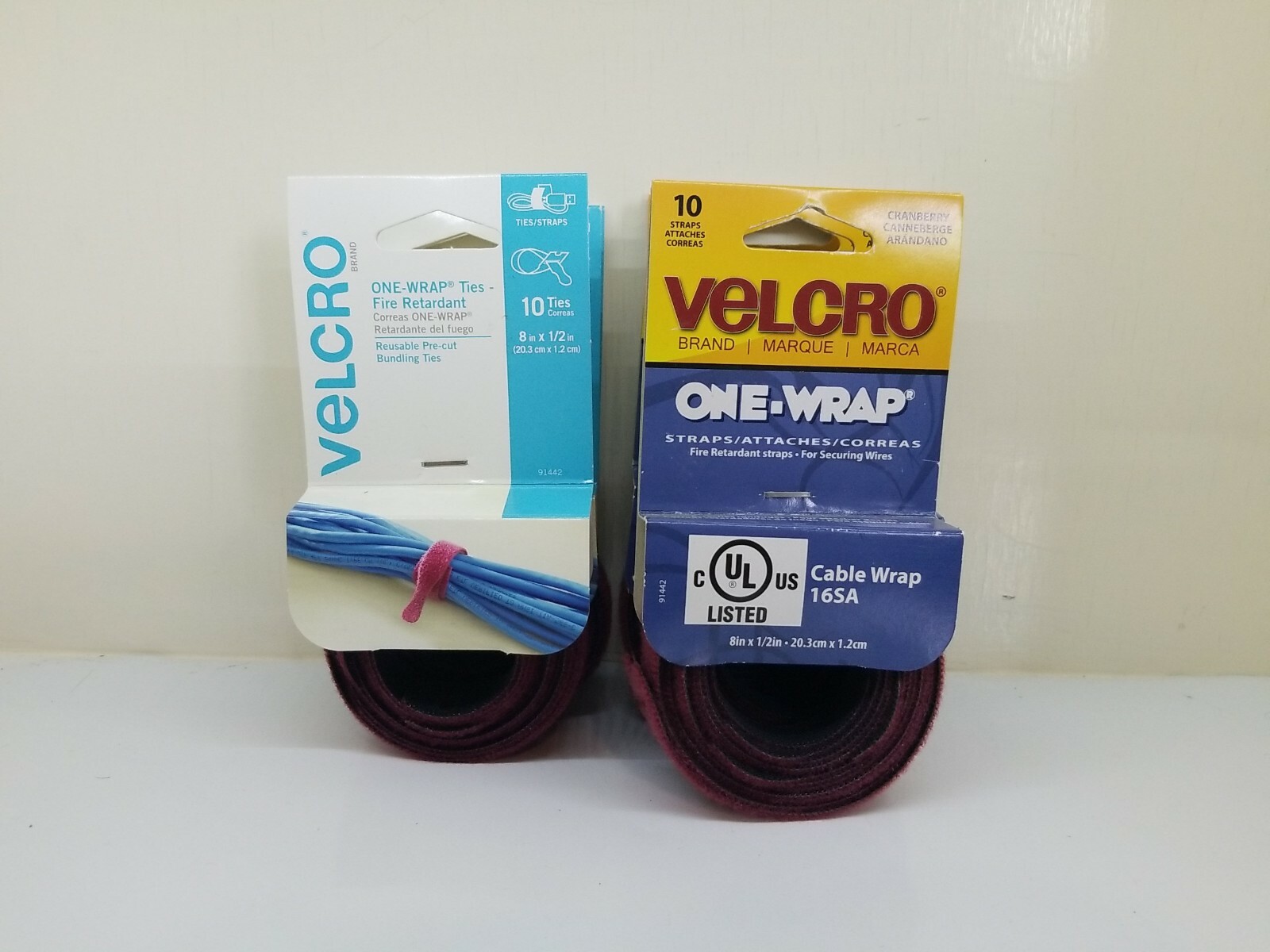 2x Fire Retardant Velcro Brand 91442 One-Wrap Strap 8" Burgundy Qty 2 (2 Packs)