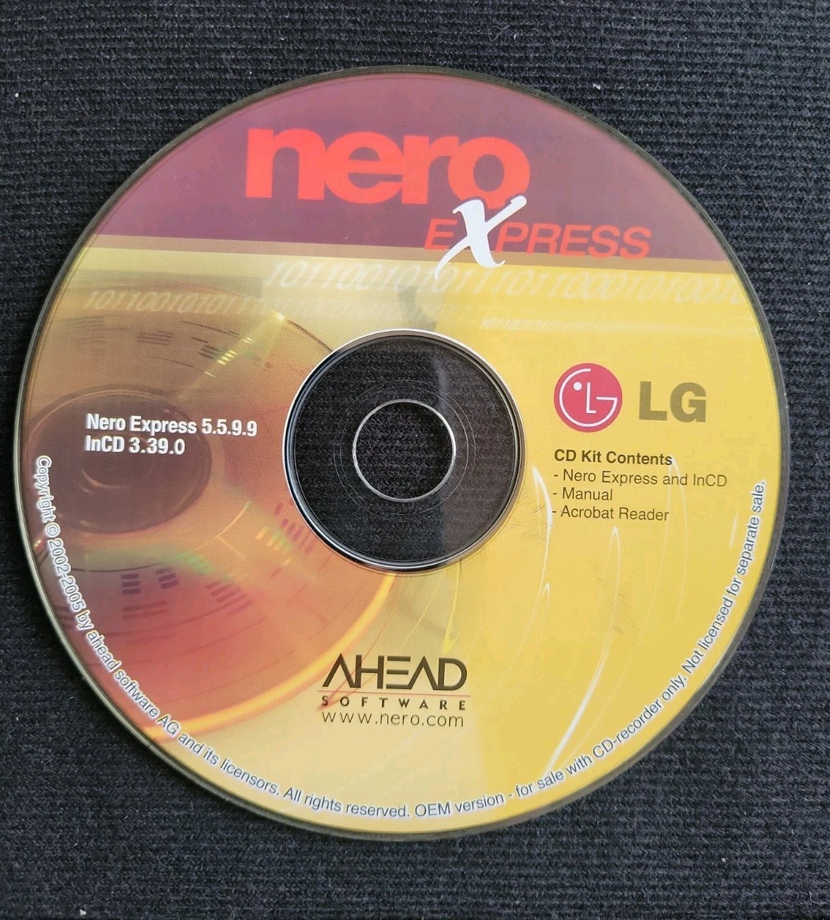 NERO EXPRESS 5.5.9.9 InCD 3.39.0 CD LG USED