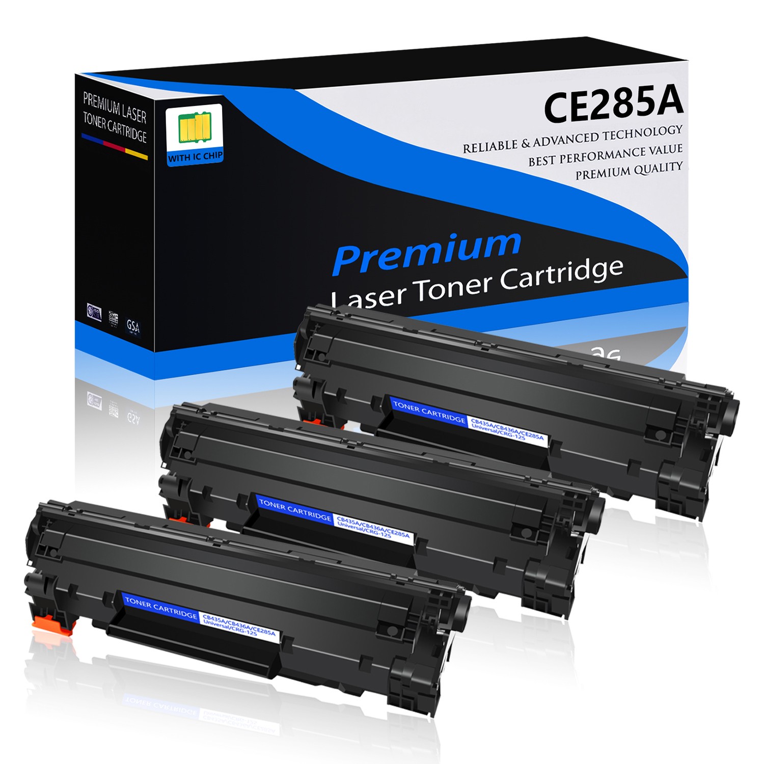 3PK CE285A Black Toner Cartridge for HP Laserjet Pro M1130 M1132 M1134 M1136