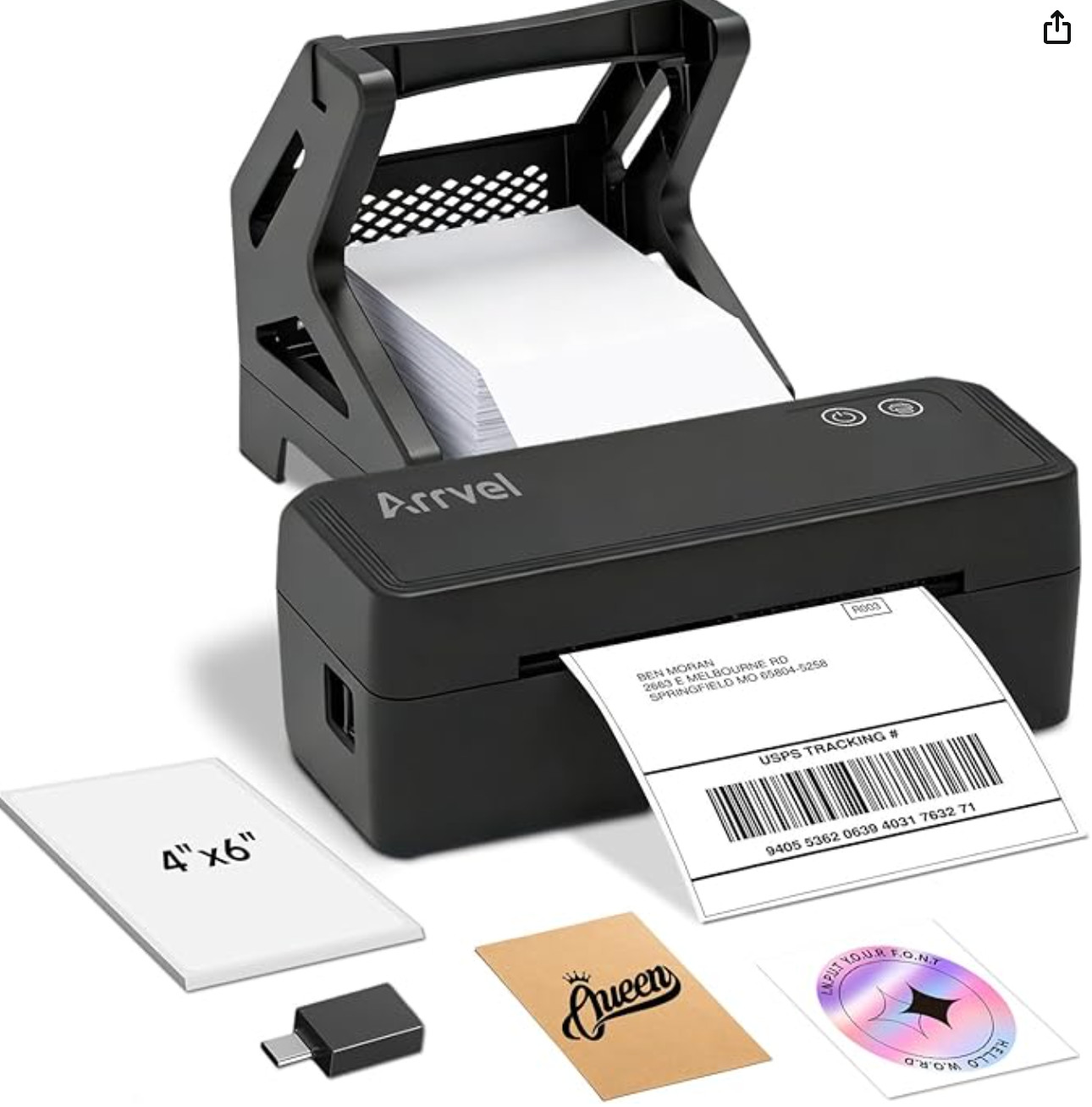 Bluetooth Thermal Label Printer with Stand, Wireless 4x6 Shipping Label Printer 