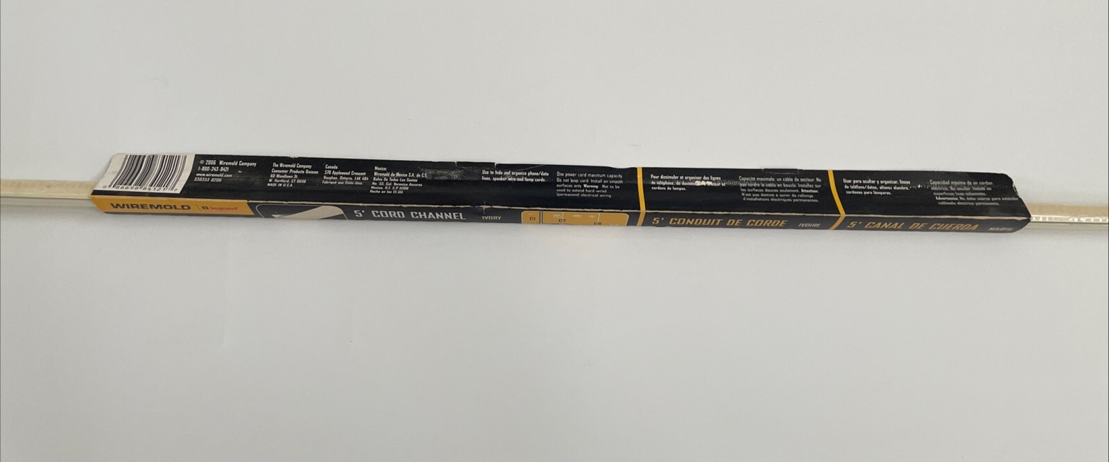 Wiremold CordMate Cord Cover 5 ft. Channel, Hider Home Office 1 Cable Ivory
