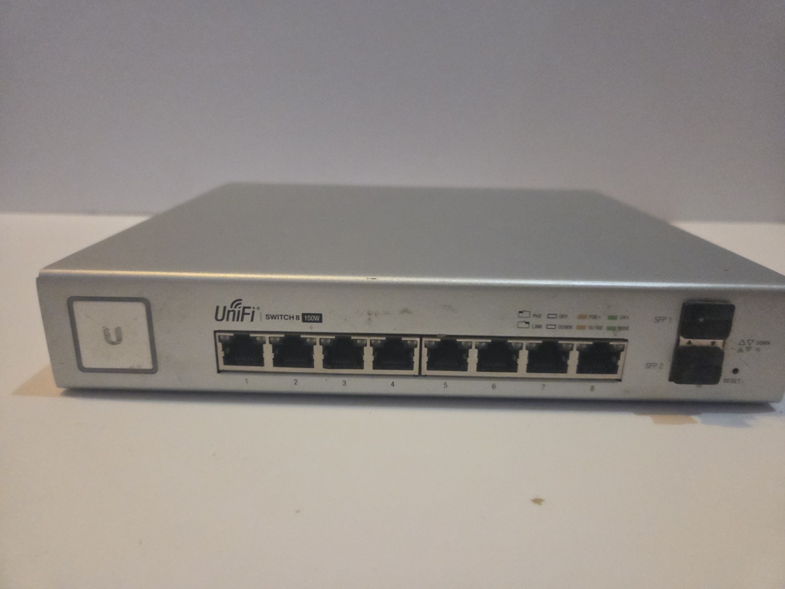 Ubiquiti UniFi US-8-150W 8-Port 150W PoE+ Managed Switch Tested Working