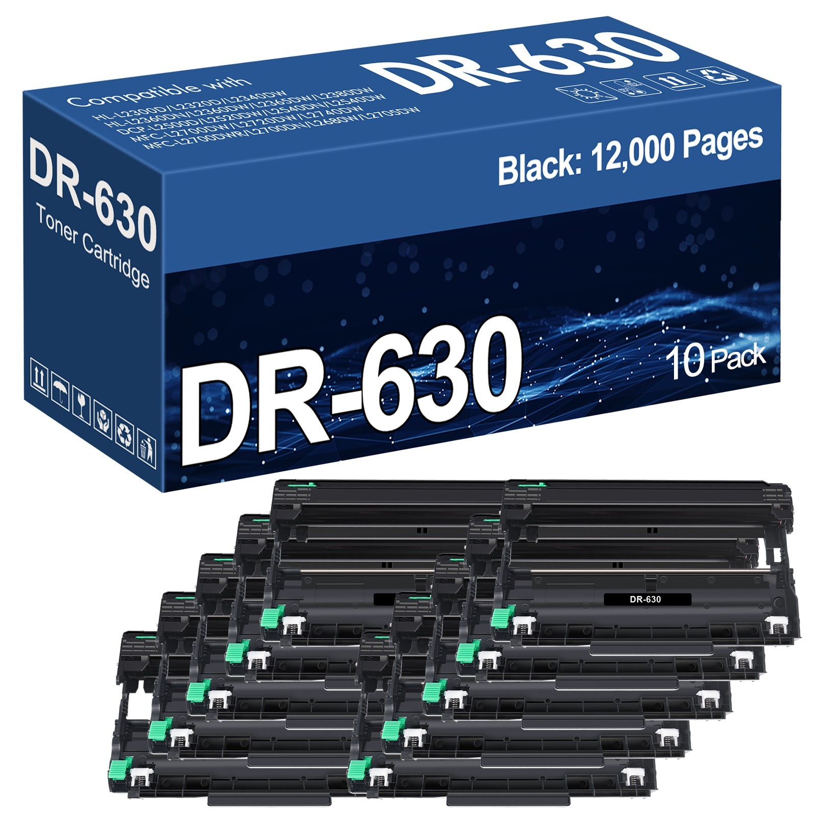 10 PACK DR630 Drum Unit for Brother DR-630 MFC-L2740DW HL-L2360DW HL-L2380DW
